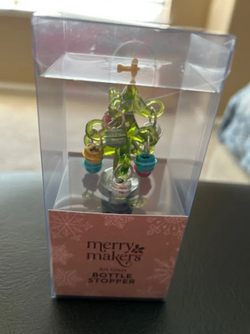 Art Glass Christmas Tree Bottle Stopper NWT